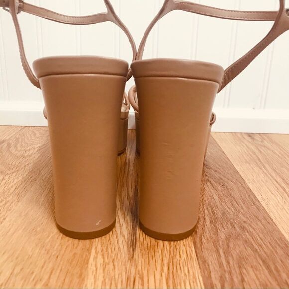SCHUTZ Kelsie Nude Platform Strappy Sandal Block Heel Tan Beige Size‎ 10.5 New - Picture 6 of 12